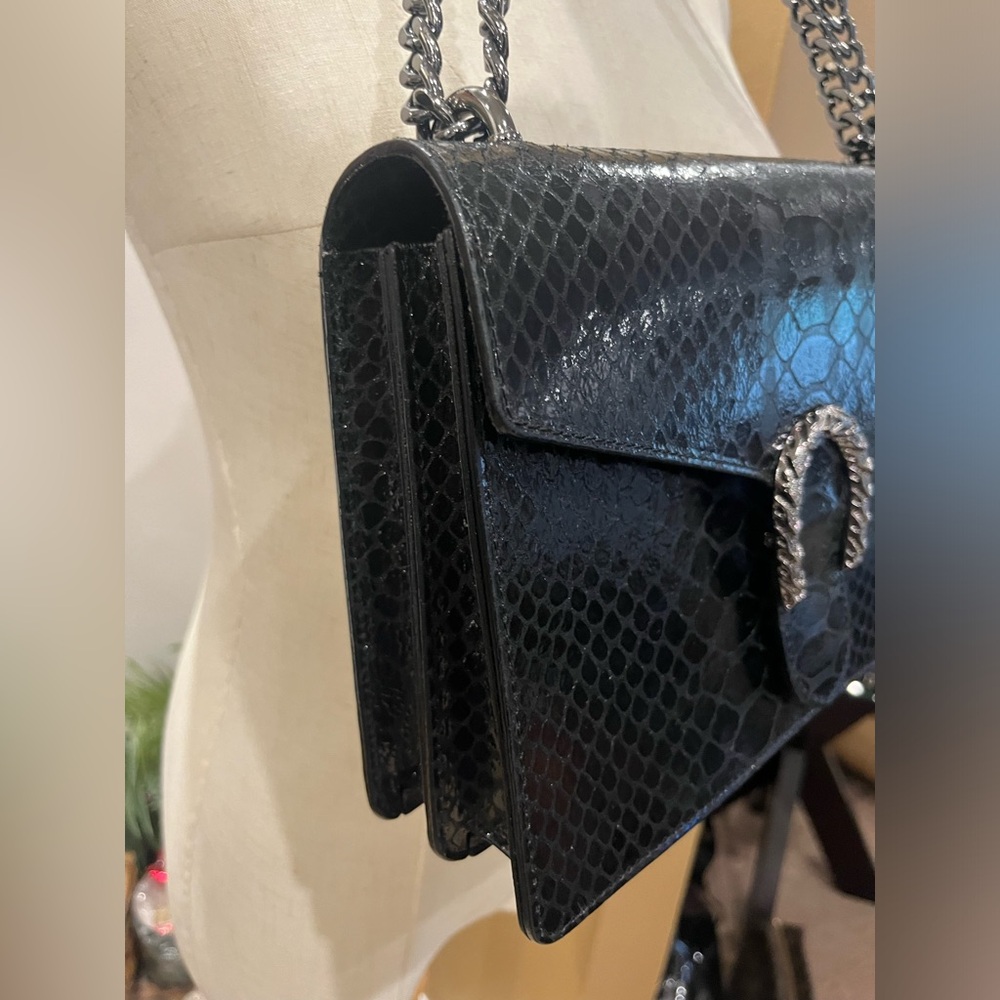 Marina Galanti 🇮🇹 Black Reptile Skin Shoulder Bag - Picture 16 of 17